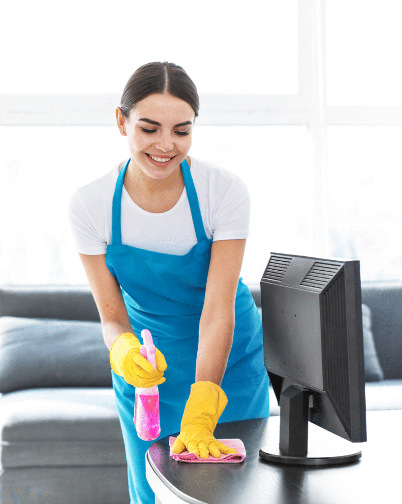 Bakı şəhərində ev təmizliyi xidməti göstərən əməkdaş
Ofis təmizliyi zamanı istifadə olunan avadanlıqlar
Dezinfeksiya xidməti təklif edən təmizlik şirkəti
Pəncərə təmizləyən qadın işçi